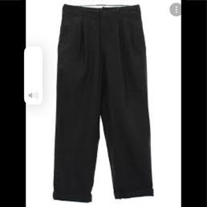 Turn-Up Cuff Trousers Pants Solid Black